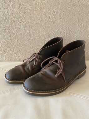 Clarks Brown Leather Chukka Boots Lace-up Cabincore Size 9.5